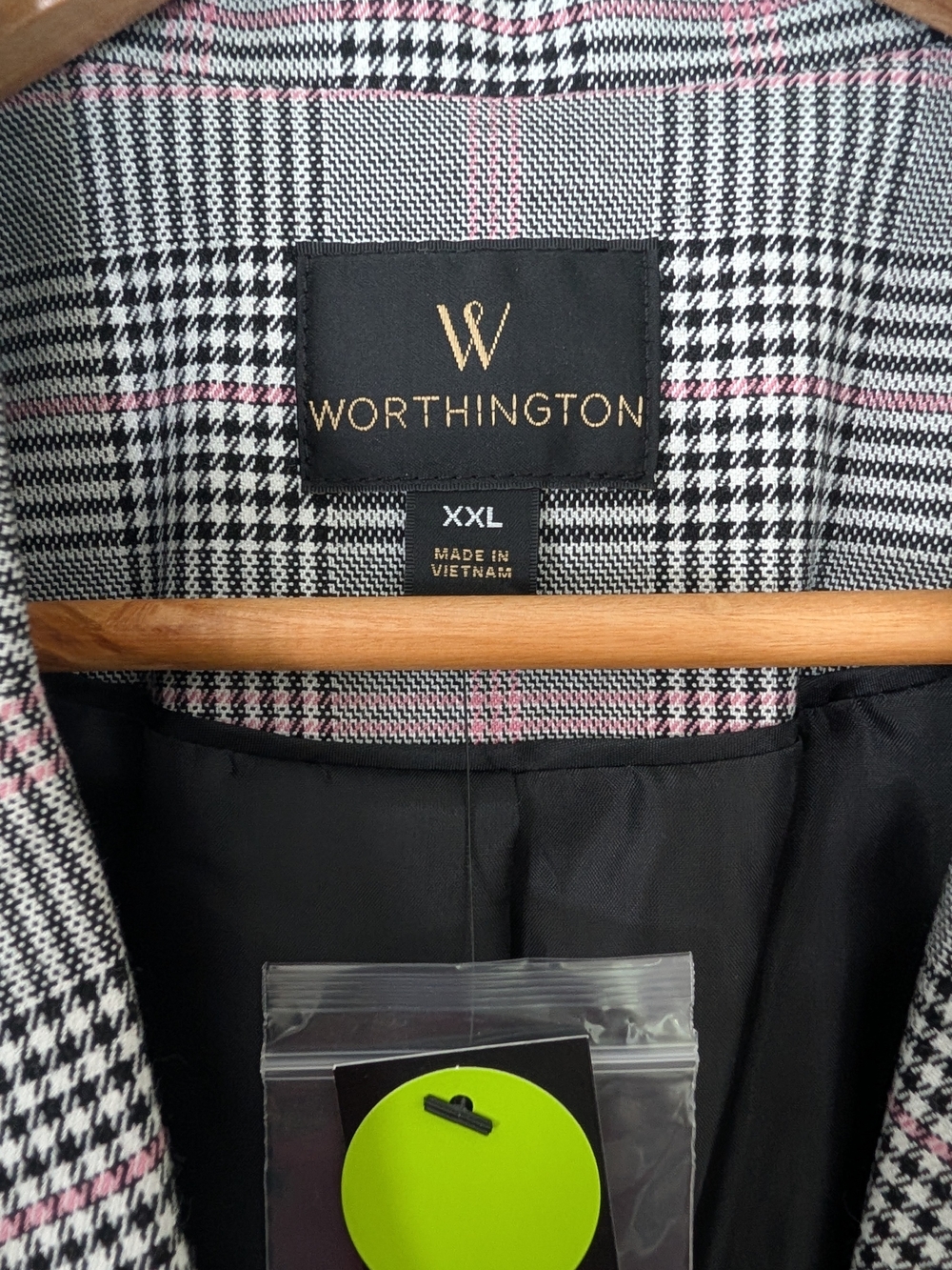 Worthington XXL Plaid Blazer NWT Pink Gray Black Menswear Inspired - Picture 3 of 10